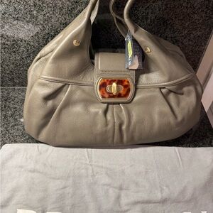 NWT vintage Brahmin Abatha  Revolution La Scala Taupe Leather Handbag